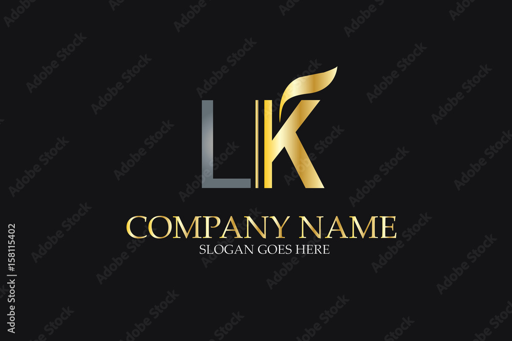 LK Letter Logo Design in Golden and Metal Color Stock Vector | Adobe Stock