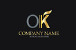 OK Letter Logo Design in Golden and Metal Color