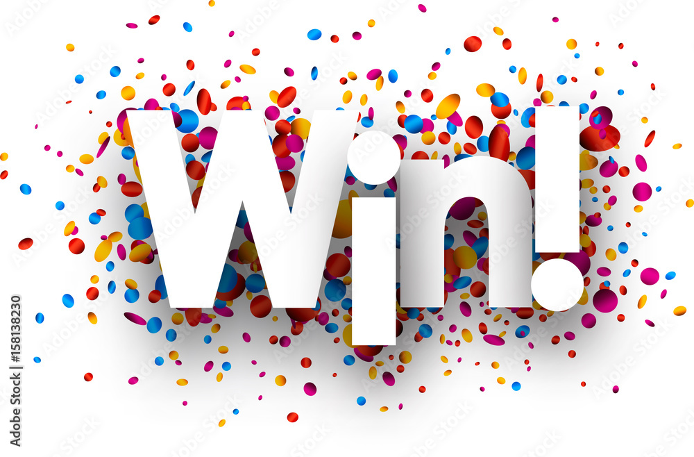 Feature Win Sign Win sign with colorful confetti. Stock Vector | Adobe Stock