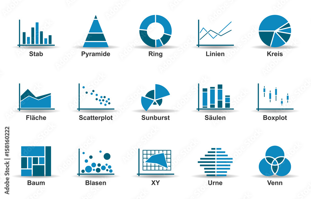 diagramme-icons-blau-beschriftung-stock-vector-adobe-stock
