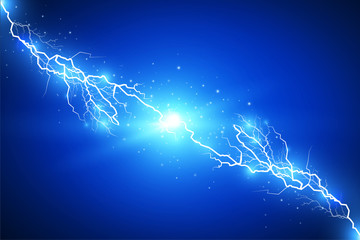 set of lightnings. magic and bright lighting effects.