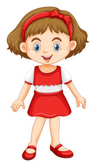 Poster - Little girl in red and white clothes