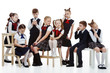 © olgasparrow - a group of school-aged children in the form of phones isolated on a white background