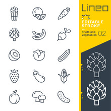 Lineo Editable Stroke - Fruits And Vegetables Line Icons
Vector Icons - Adjust Stroke Weight - Expand To Any Size - Change To Any Colour