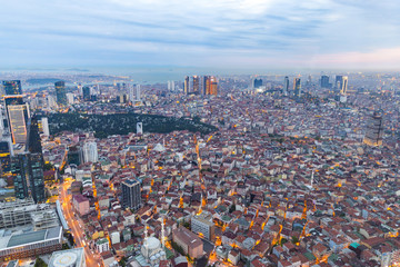 Wall Mural - Istanbul view from air shows us amazing twilight scene