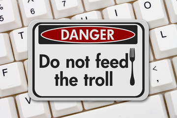 Wall Mural - Do not feed the troll danger sign