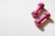 © ezstudiophoto - Pink dumbbells on White