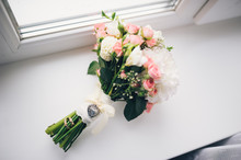 Beautiful Modern Wedding Bouquet On White Background