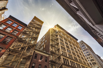 apartment buildings and fire escapes