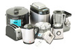 Set of kitchen home appliances. Toaster, kettle, mixer, blender, 