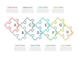  Thin line business infographic template with puzzle sections 8 steps