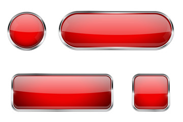 Red glass buttons with chrome frame