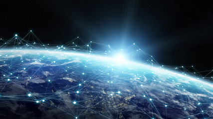 Aufkleber - Data exchange and global network over the world 3D rendering