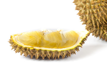 freshness durian fruit on white background