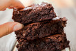 fresh homemade fudgy chocolate brownie / hausgemachter brownie