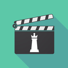 Poster - Long shadow clapper board with a  queen   chess figure