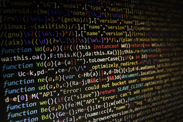 programming code abstract screen of software developer. computer code development.