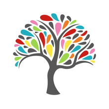 Ornament Colorful Tree Icon On White Background. Vector Illustration.