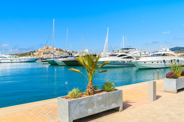 Wall Mural - Luxury motor and sailing boats in Ibiza (Eivissa) port on Ibiza island, Spain