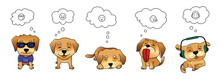 Set Of Vector Dog Emojis