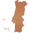Map of Portugal on the cork. Contours of Portugal. Isolated objects. Portraits of Portugal on a white background
