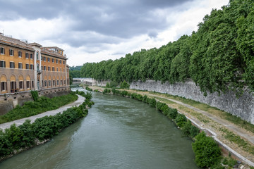 Sticker - Tiber River and Isola Tiberina (Tiber Island) - Rome, Italy