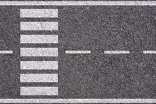 White Lines And Crosswalk On Asphalt Background Texture