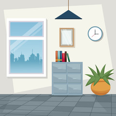 Wall Mural - color scene background workplace office design vector illustration