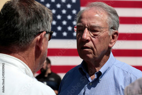 U S Senator Chuck Grassley Talks To A Supporter At Big Barn