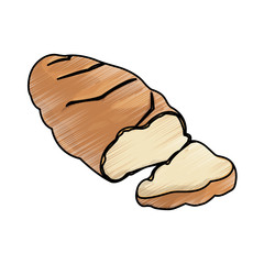 Sticker - white bread loaf sliced bakery products vector illustration