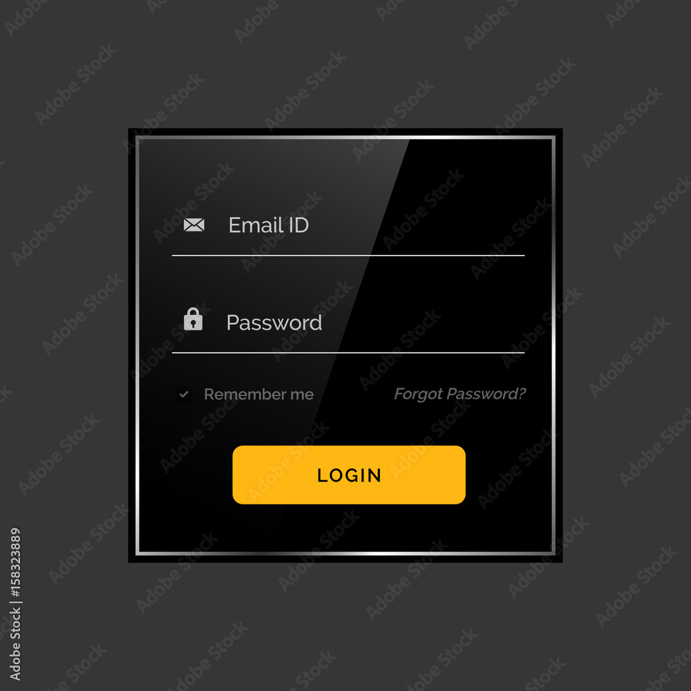 dark shiny login form ui template design Stock Vector | Adobe Stock