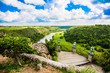 Travel in Dominican Republic. View from the town of Altos de Chavon on the river chavon