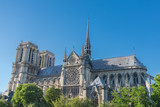 Fototapeta Paryż -  Paris, Notre-Dame cathedral in the ile de la Cite, rosette and stained glass window 