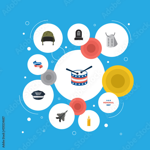 Fotografia, Obraz Flat Musical Instrument, Fire Wax, Aircraft And Other Vector Elements