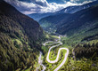 Transfagarasan Romania winding road aerial view HDR image