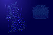 © elenvd - Map of the United Kingdom from the contours blue and luminous stars of vector illustration
