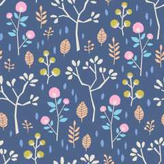 Aufkleber - seamless pattern with different plants and leaves