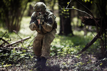 Wall Mural - Military man in helmet ,camouflage