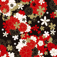 japanese classic floral seamless pattern, traditional kimono fabric, asian festive design with sprin