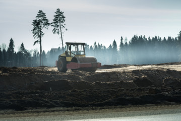 Large view on the new road construction site