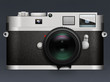 Illustration of camera Leica on gray background with reflection