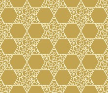 Elegant Seamless Pattern With Star Of David, Symbol Of Israel. Modern Vector Design For Laser Cut Decorative Panels, Greeting Cards, Stencil, Wallpaper, Scrapbook, Wrapping Paper.