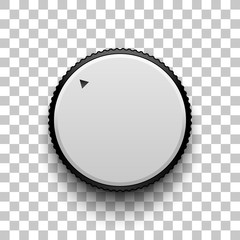 Wall Mural - white technology volume knob, music button with realistic designed shadow, range scale and transpare