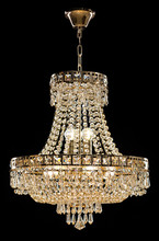 Large Crystal Chandelier Isolated On Black Background.