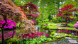 Leinwanddruck Bild - Traditional Japanese Garden in The Hague.