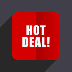 Poster - Hot deal flat design web vector icon. Red square sign on gray background in eps 10.