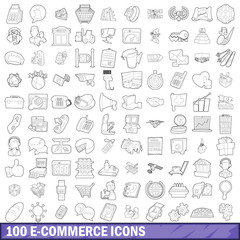 Canvas Print - 100 ecommerce icons set, outline style