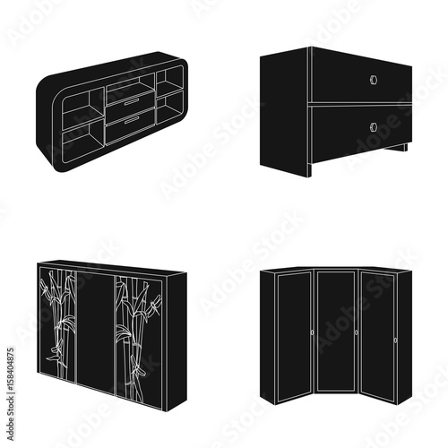 Chest Of Drawers Wardrobe With Mirror Corner Cabinet White Chest Bedroom Furniture Set Collection Icons In Black Style Vector Symbol Stock Illustration Web Stock Vector Adobe Stock