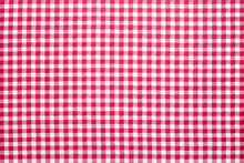 Tablecloth Checkered Red And White Texture Background, Napkin In Red And White Cage