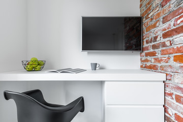 Wall Mural - White room with countertop desk